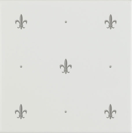 Original Style Fleur de Lis Platinum on Brilliant White (tile 1)