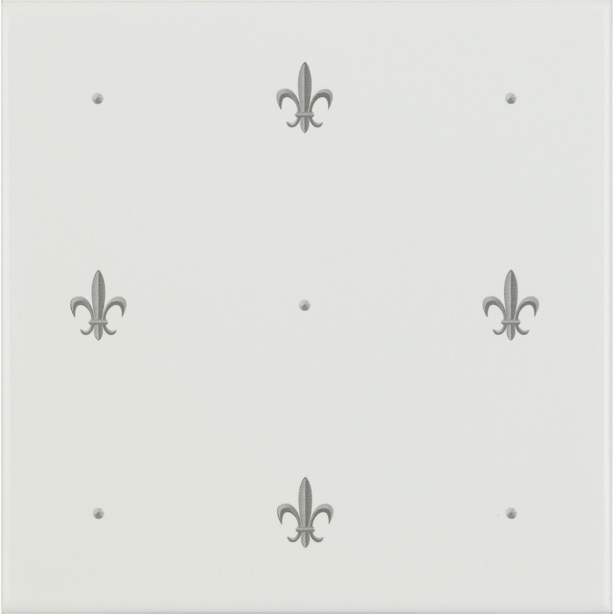 Original Style Fleur de Lis Platinum on Brilliant White (tile 2)