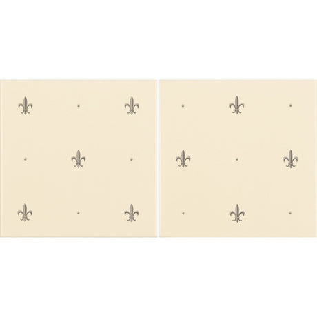 Original Style Fleur de Lis Platinum on County White 2-tile Set
