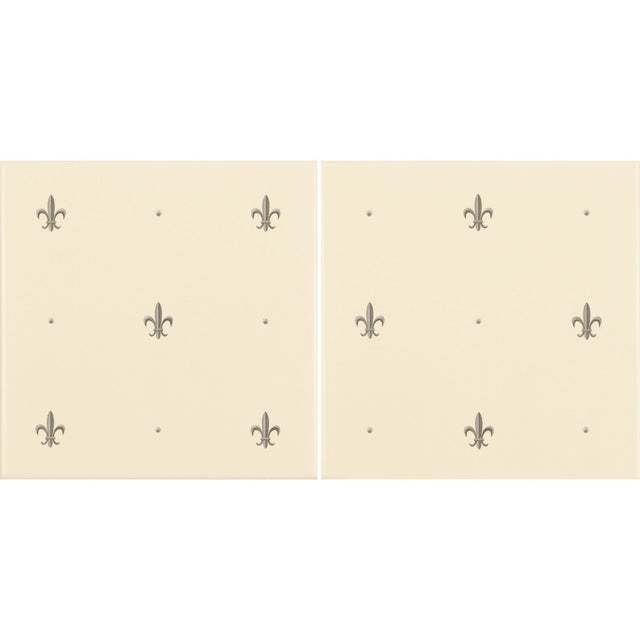 Original Style Fleur de Lis Platinum on County White 2-tile Set