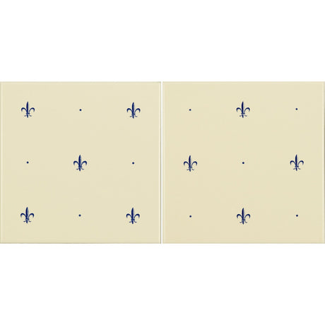 Original Style Fleur de Lis Royal Blue on County White 2-tile Set