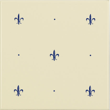 Original Style Fleur de Lis Royal Blue on County White (tile 1)