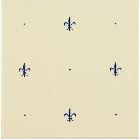 Original Style Fleur de Lis Royal Blue on County White (tile 2)