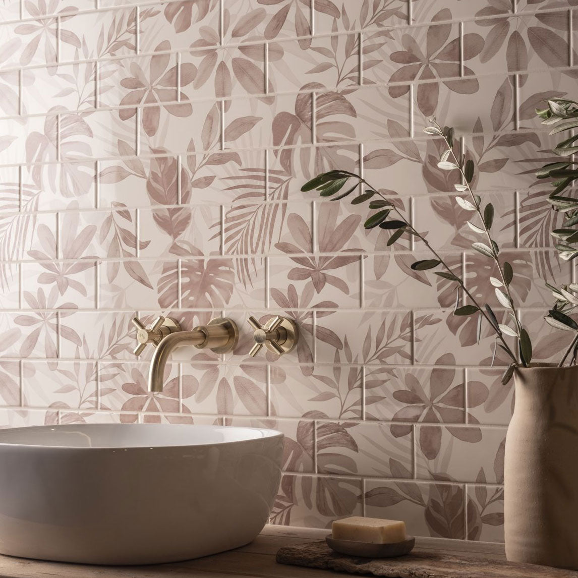 Original Style Jungle Grove Brickbond Pink Panels