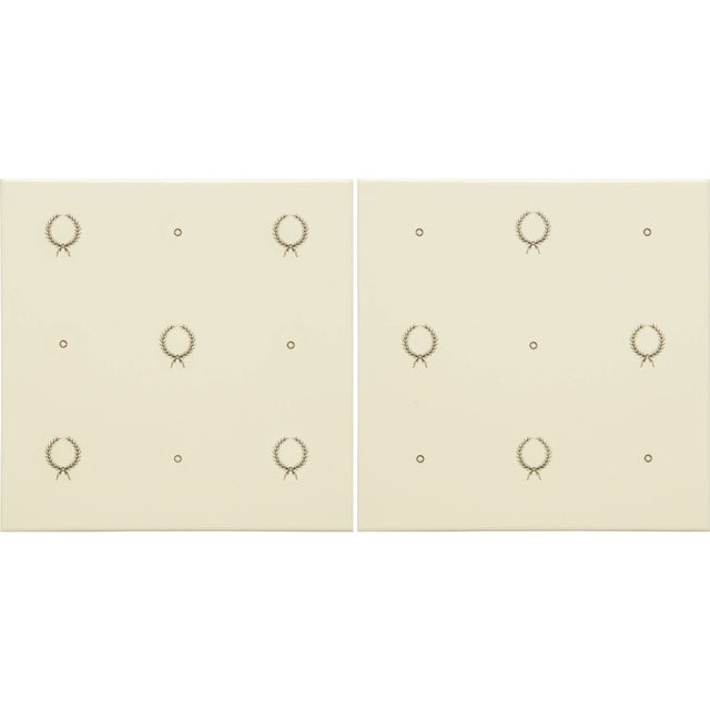 Original Style Laudatory Wreath Charcoal Grey on County White 2-tile Set