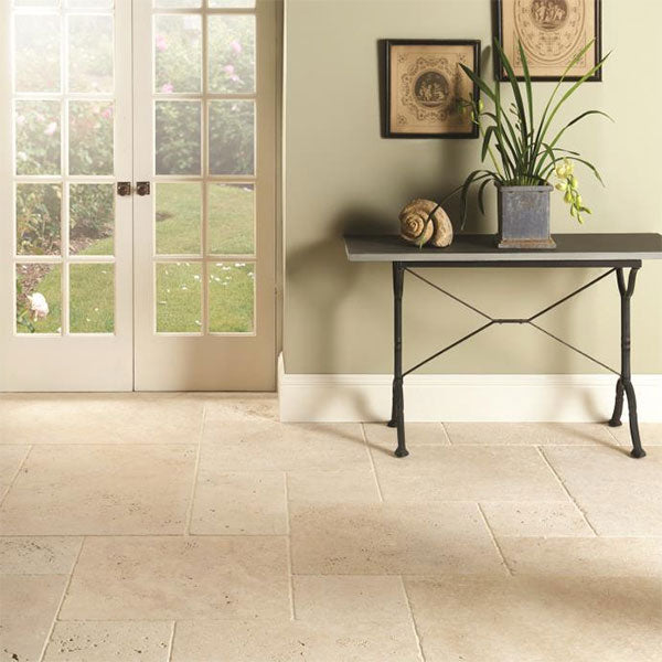 Original Style Levantine Ivory Unfilled & Tumbled Travertine 12-Tile Set