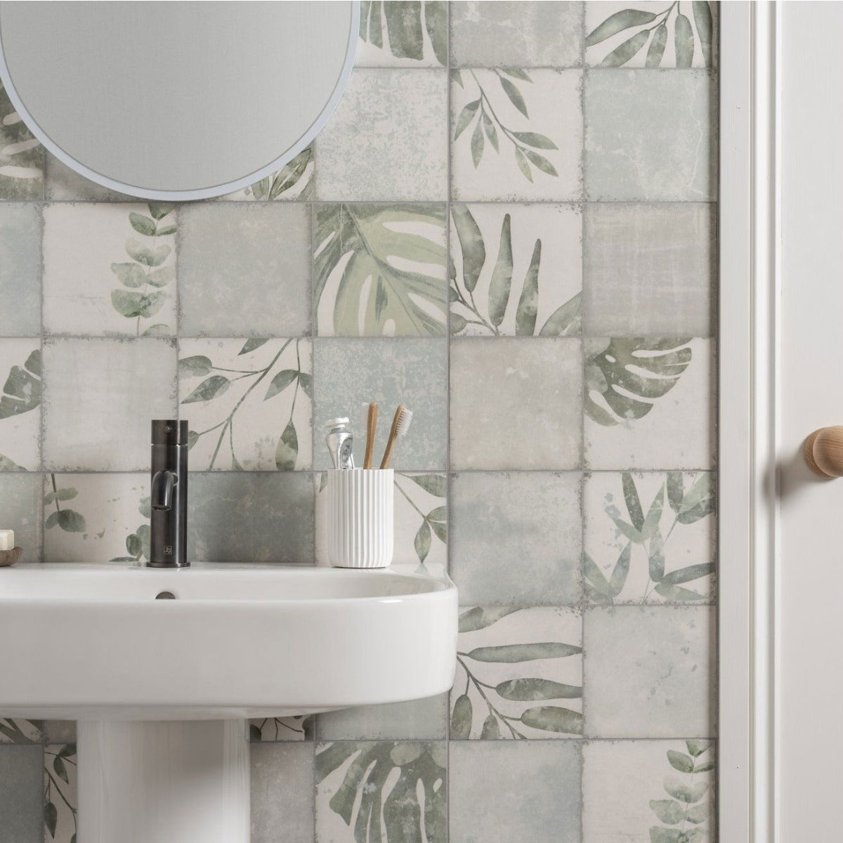 Original Style Patchwork Botanical Iris Tiles