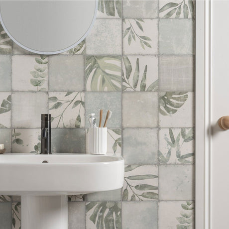 Original Style Patchwork Botanical Iris Tiles