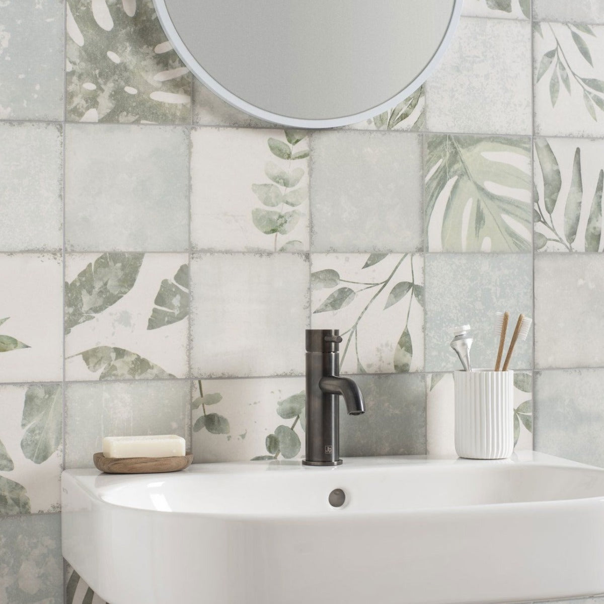 Original Style Patchwork Botanical Iris Tiles