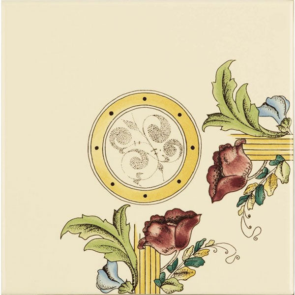 Original Style Poppy & Wheatsheaf Corner Tile