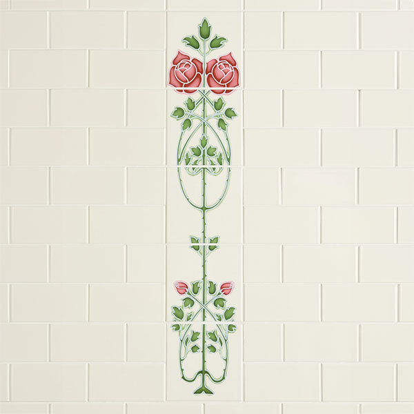 Original Style Rose & Bud Raised Line 5-tile Set