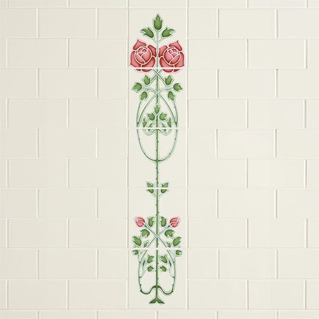 Original Style Rose & Bud Raised Line 5-tile Set