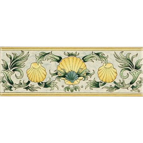 Original Style Scallop Shells Blue & Yellow Border Tile