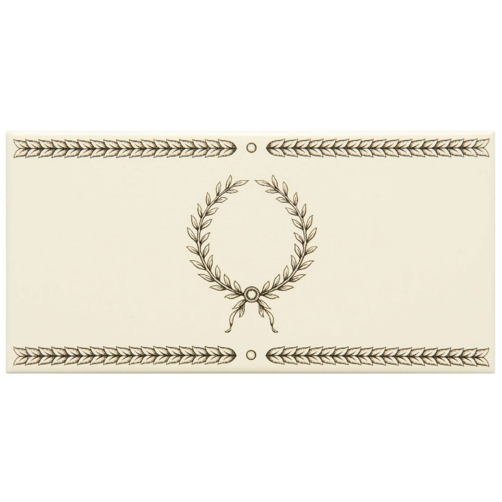 Original Style Single Laudatory Wreath Charcoal Grey on County White Border