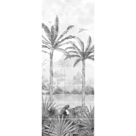 Original Style Tropical Oasis Monochrome Mural (Panel A)