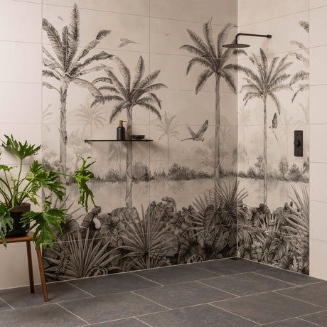Original Style Tropical Oasis Monochrome Mural (all panels)