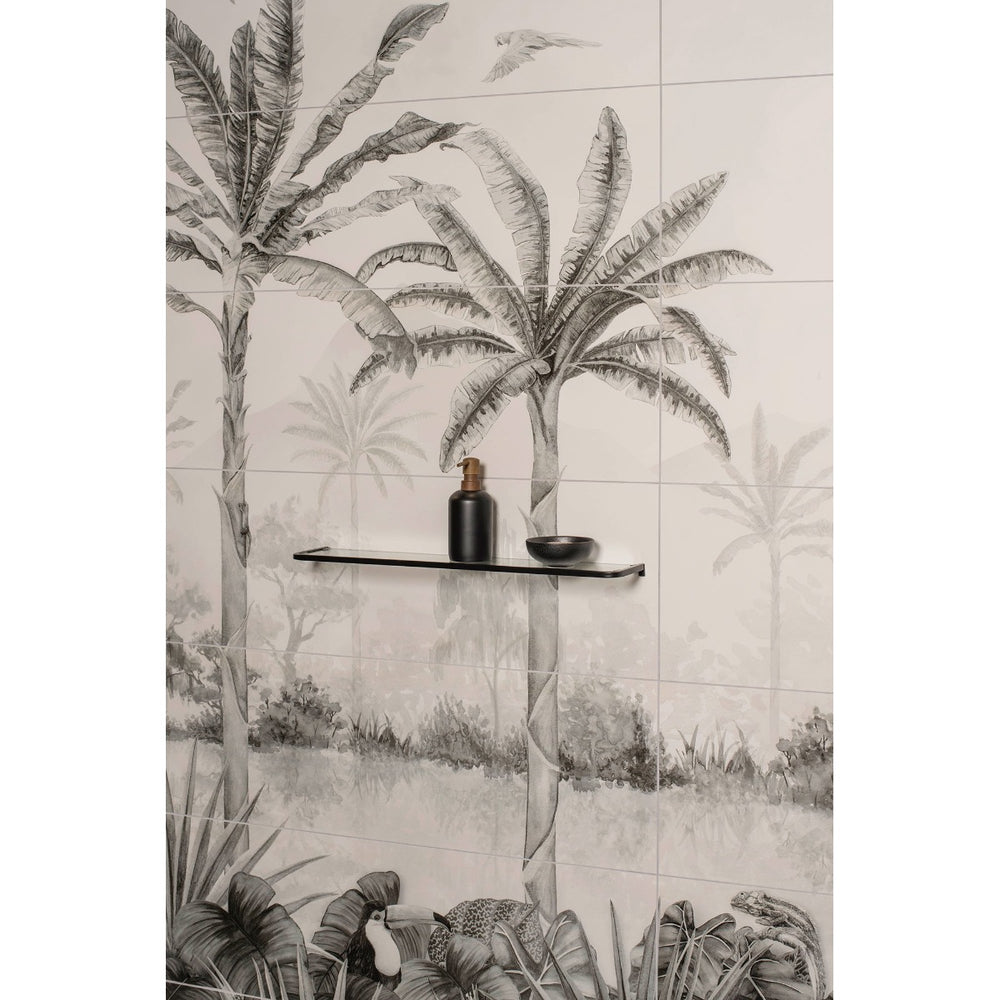Original Style Tropical Oasis Monochrome Mural (Panel A)