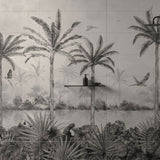Original Style Tropical Oasis Monochrome Mural (Panel A)