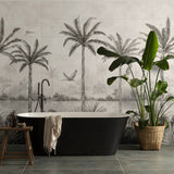 Original Style Tropical Oasis Monochrome Mural (all panels)