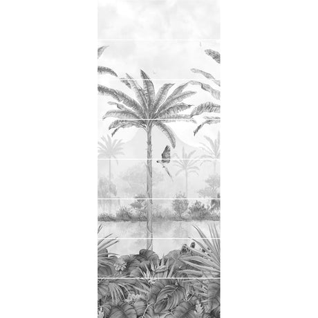 Original Style Tropical Oasis Monochrome Mural (Panel C)