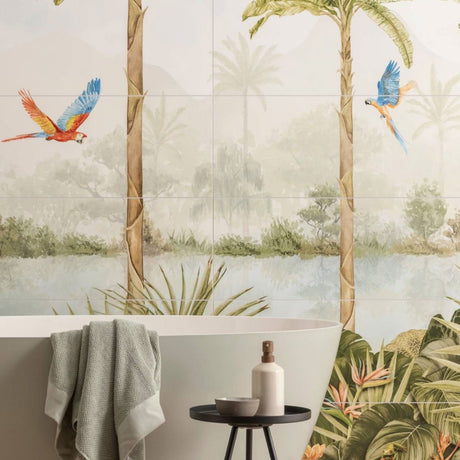 Original Style Tropical Oasis Mural (Panels B & C)
