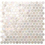 Original Style White Lady Iridescent Round Glass Mosaic