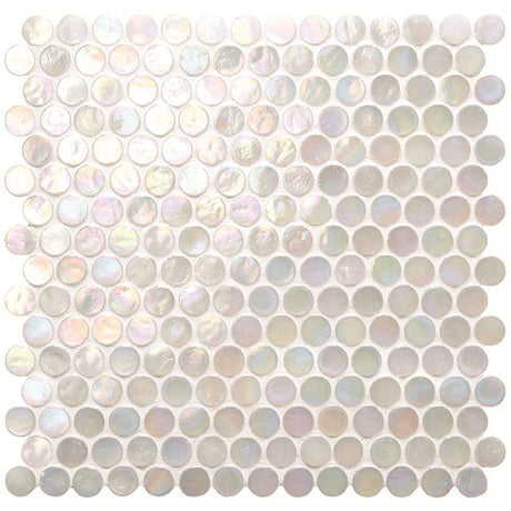 Original Style White Lady Iridescent Round Glass Mosaic