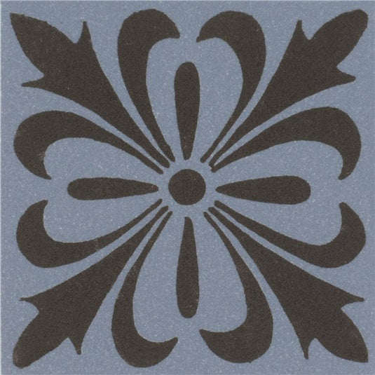 Original Style Cardigan Black on Blue Motif