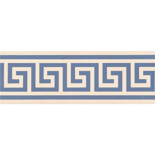 Original Style Greek Key Border Blue on White 