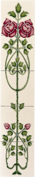 Original Style Rose & Bud Raised Line 5-tile Set