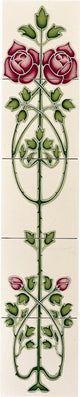 Original Style Rose & Bud Raised Line 5-tile Set