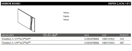 Porcelanosa Bambu Mirrors
