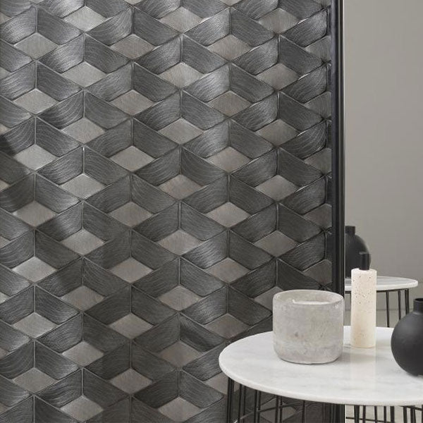 Porcelanosa Gravity Aluminium Braid Metal Titanium Mosaics