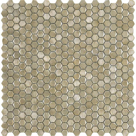 Porcelanosa Gravity Aluminium Hexagon Gold Mosaic 30.4 x 30.7cm