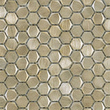 Porcelanosa Gravity Aluminium Hexagon Gold Mosaic (detail)