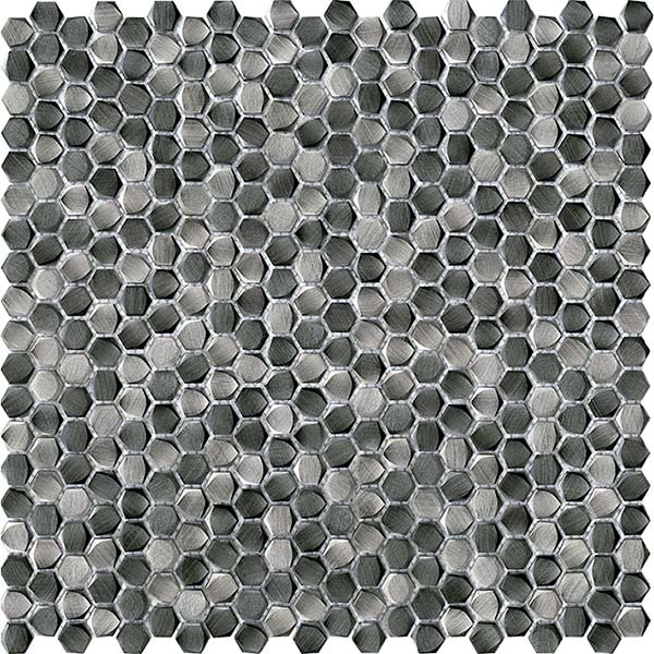Porcelanosa Gravity Aluminium Hexagon Metal Titanium Mosaic 30.4 x 30.7cm