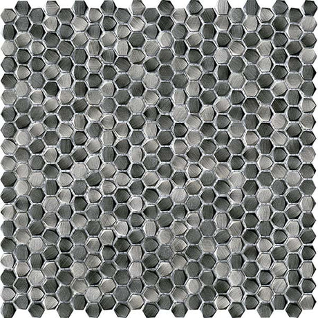 Porcelanosa Gravity Aluminium Hexagon Metal Titanium Mosaic 30.4 x 30.7cm