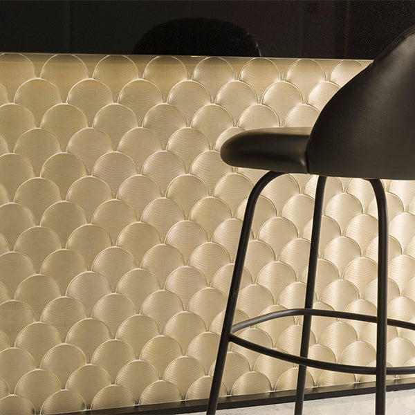 Porcelanosa Gravity Aluminium Shell Gold Mosaics