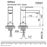 Porcelanosa Hotels Single Lever Basin Mixer Tap