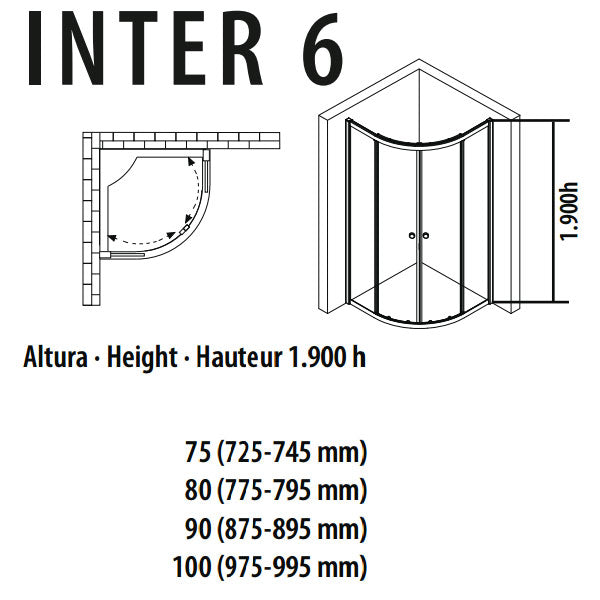 Porcelanosa Inter 6 Sliding Shower Door
