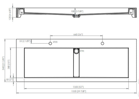 Porcelanosa Ras Krion Wall Hung Washbasin