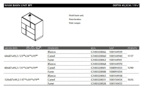 Porcelanosa Travat Floor Standing Wash Basin Unit