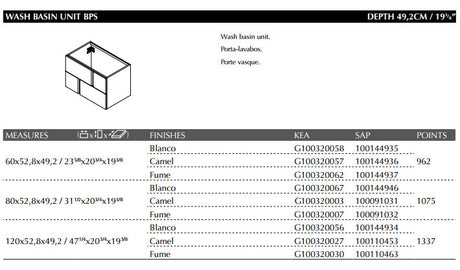 Porcelanosa Travat Wall Mounted Wash Basin Unit