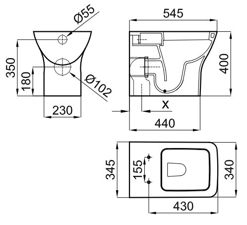 Porcelanosa Urban-C Back To Wall Pan