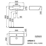 Porcelanosa Urban-C 60cm Wall Hung Basin