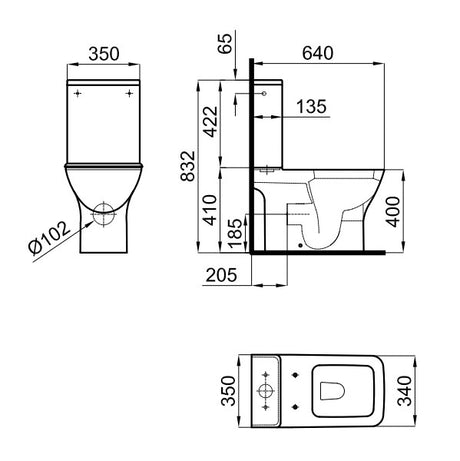 Porcelanosa Urban-C Close Coupled Toilet with Wall Outlet