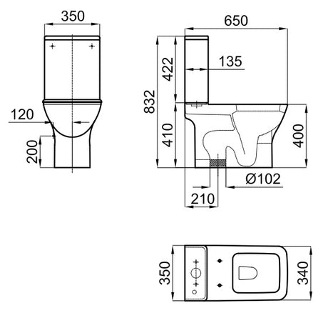 Porcelanosa Urban-C Close Coupled Toilet with Wall Outlet