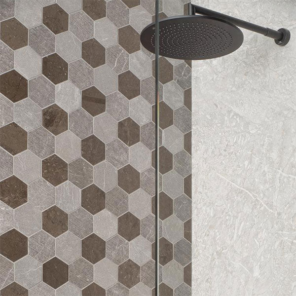 Porcelanosa World Hexagon Tex Brown Mosaic Tiles