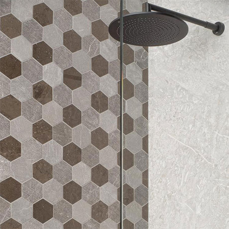 Porcelanosa World Hexagon Tex Brown Mosaic Tiles