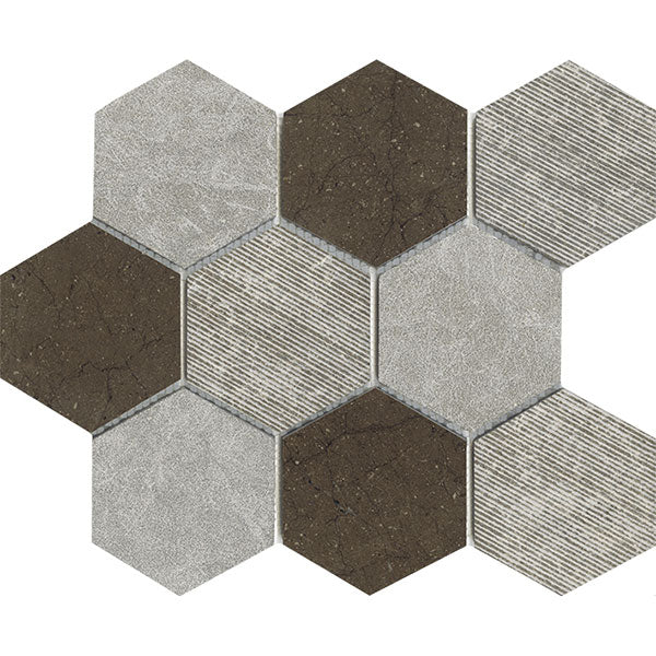 Porcelanosa World Hexagon Tex Brown Mosaic 25.9 x 29.9cm